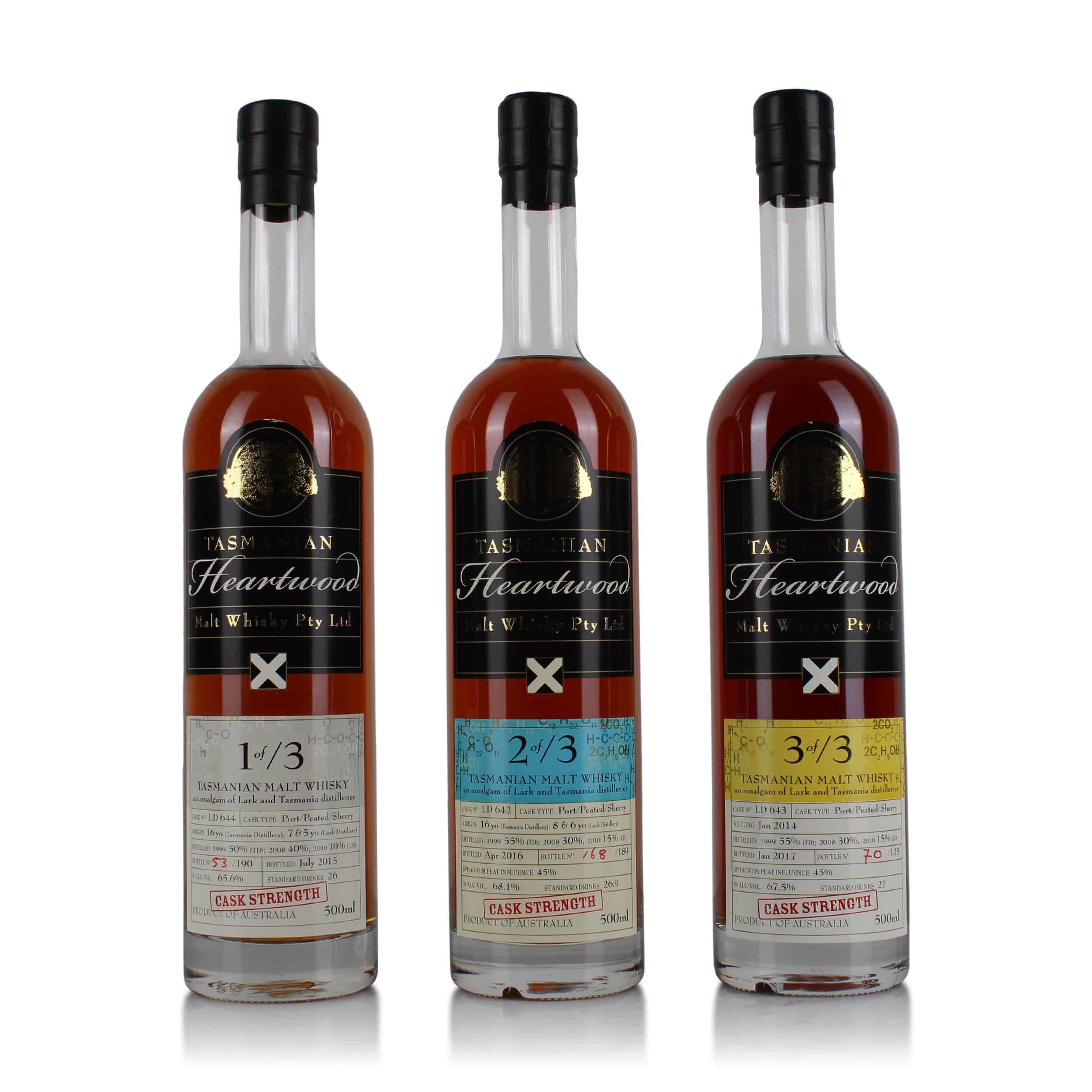 HEARTWOOD MALT WHISKY 1 TO 3 OF 3 SET OF 3